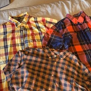 3 plaid men’s short sleeve button up Xl